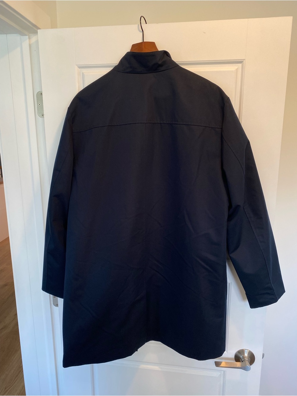 RW&CO. Men's Navy Stand Collar Trench Coat Size Large - LIKE NEW - Picture 6 of 9